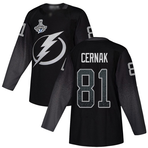 Adidas Tampa Bay Lightning Men #81 Erik Cernak Black Alternate Authentic 2020 Stanley Cup Champions Stitched NHL Jersey